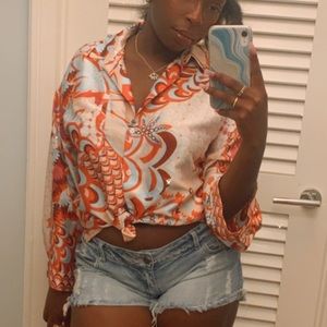 Zara printed button down shirt